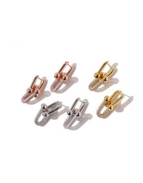 Tiffany New Style HardWear Double Joints Women Diamonds Earrings Silver/ Rose Gold /Yellow Gold 