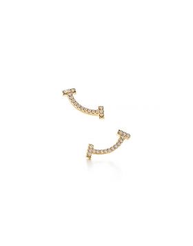 Tiffany T Smile Earrings Crystals Silver Pink/Yellow Gold Celebrities 2018 Street Fashion Women Sale